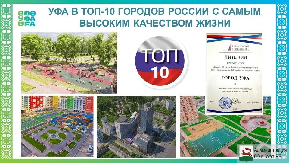 Уфа в рейтинге лучших по качеству жизни городов России