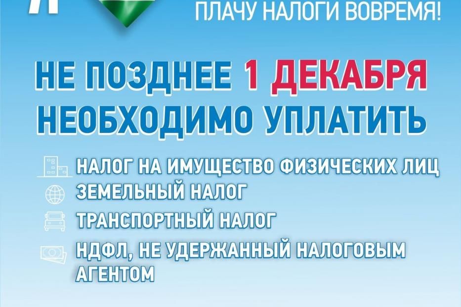 1 декабря 2021 года - единый срок уплаты налога на имущество, транспортного и земельного налогов физическими лицами